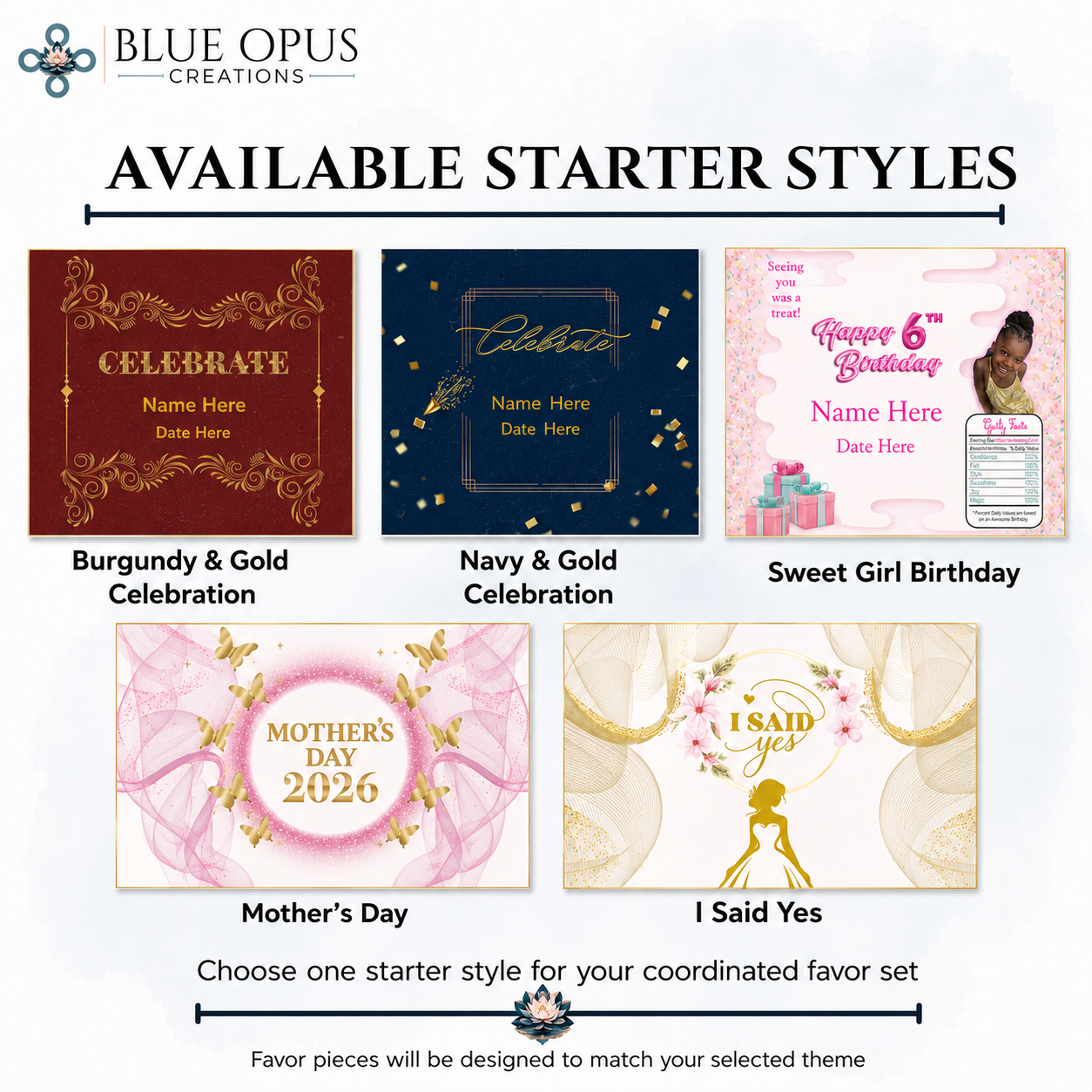 Semi-Custom Event Favor Design Set