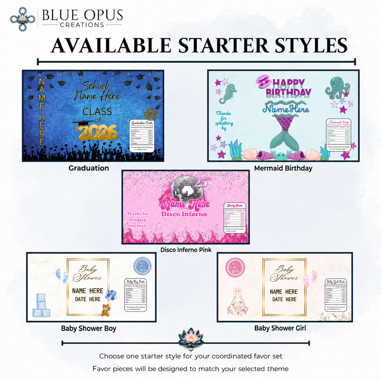 Semi-Custom Event Favor Design Set