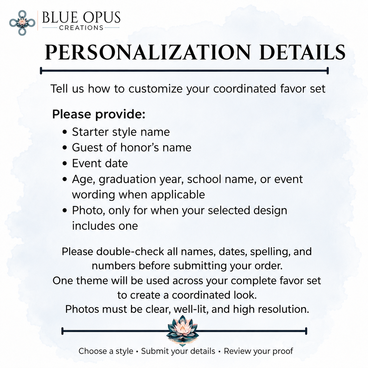 Semi-Custom Event Favor Design Set