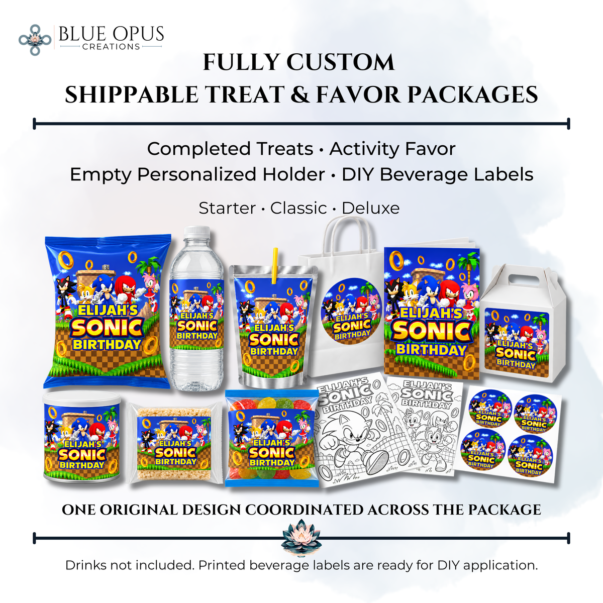 Fully Custom Shippable Treat & Favor Packages with DIY Beverage Labels