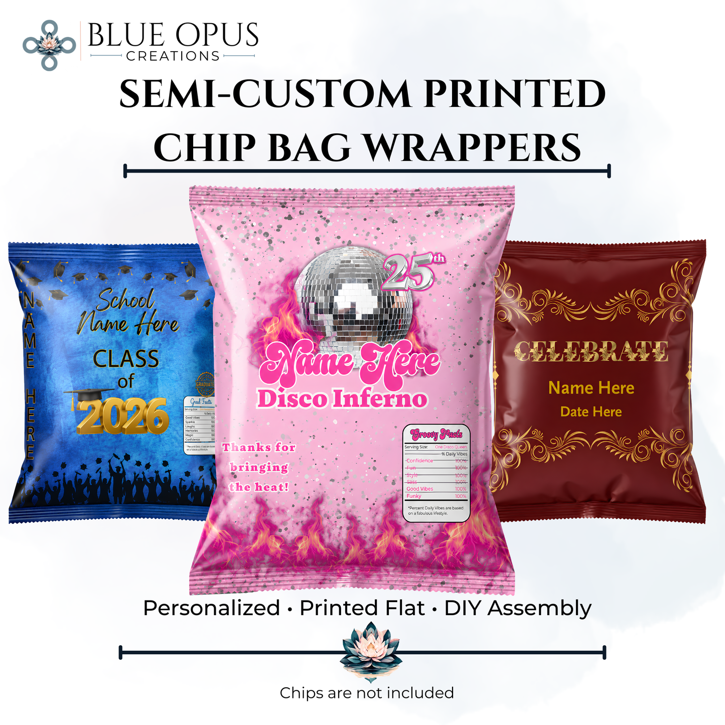 Semi-Custom Printed Chip Bag Wrappers